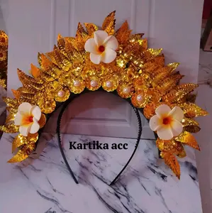 Mahkota Bando Bali Mewah dengan Bunga Putih Cocok untuk Dewasa dan Anak