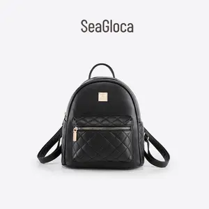 SeaGloca Tas Ransel sekolah cewek Travel Berlian Bordir Pu Kulit Lembut Untuk Wanita No.1256 Backpack