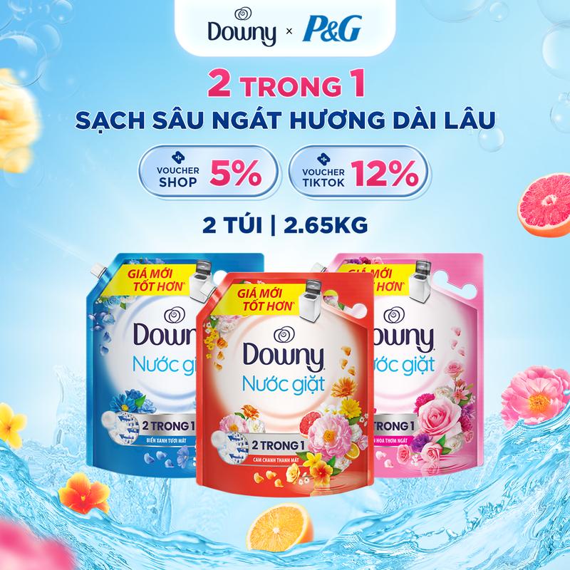 FS BAU Combo 2 Nước giặt Downy 2in1 Làm Sạch túi 2.65kg các mùi hương