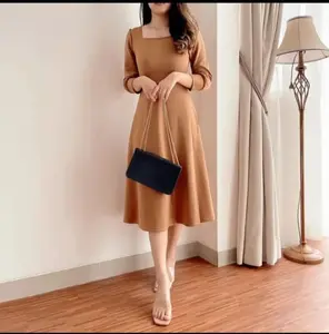 Aurora Dress - Dress Simple Korean Style / Bahan Scuba Premium Formal