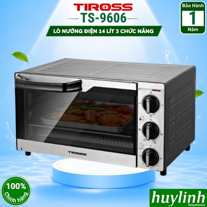 Lò nướng điện Tiross TS9606 - dung tích 14 lít - sử dụng đèn Halogen - 2 thanh nhiệt trên dưới - 3 chức năng