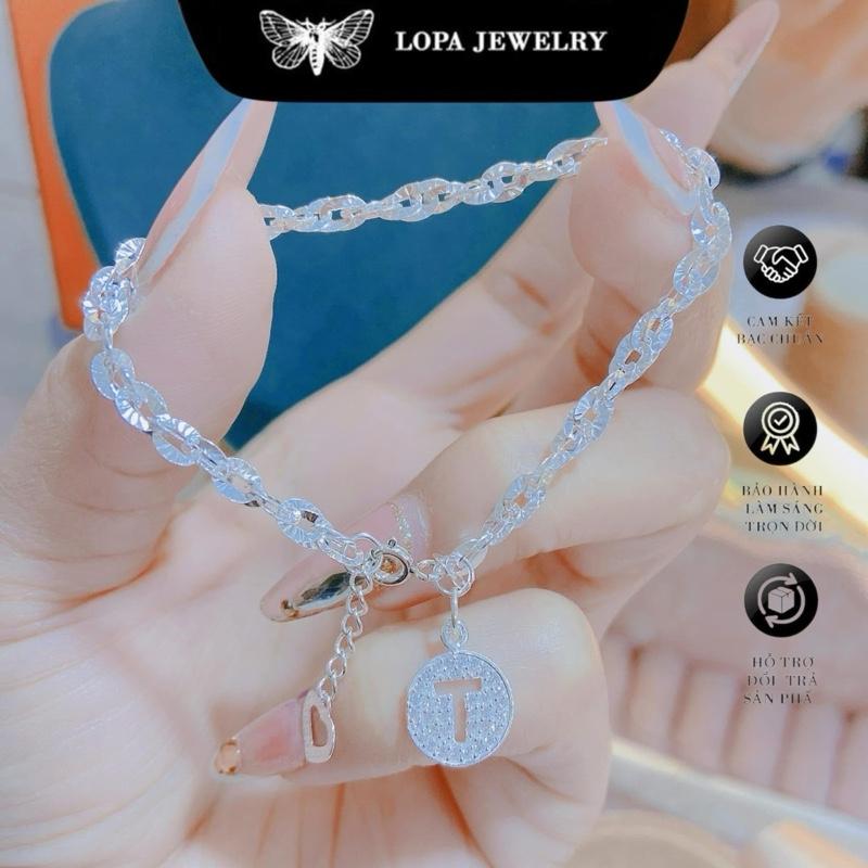 [Full box ] Lắc tay xích mix chữ cái Bạc LOPA SK168 bóng đẹp sang chảnh, phụ nữ , kỹ niệm , tinh tế, sinh nhật , chill, trang sức, phụ kiện.