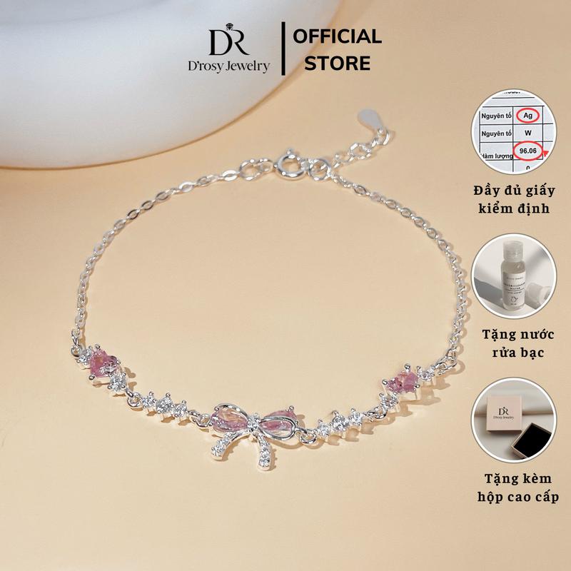  Lắc tay bạc nữ S925 D'ROSY kiểu dáng dải nơ ngân hà Sweet Bow thương hiệu D'ROSY JEWELRY LT09 