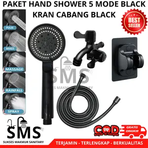 5 in 1 mode shower black deras paket lengkap cek variasi Air Hitam Keran