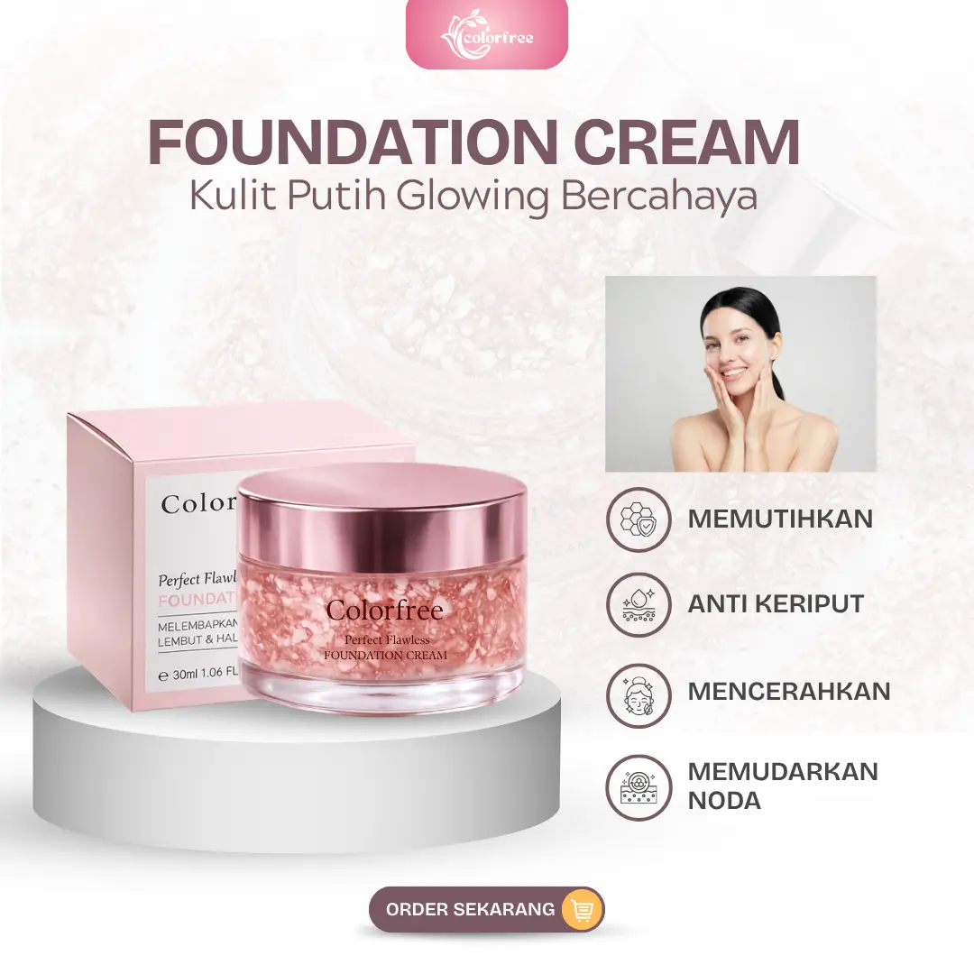 [BPOM] [COLORFREE] Foundation Cream/ Perfect Flawles/ Melembapkan & Menyegarkan/ Lembut & Halus di Kulit [30 g]