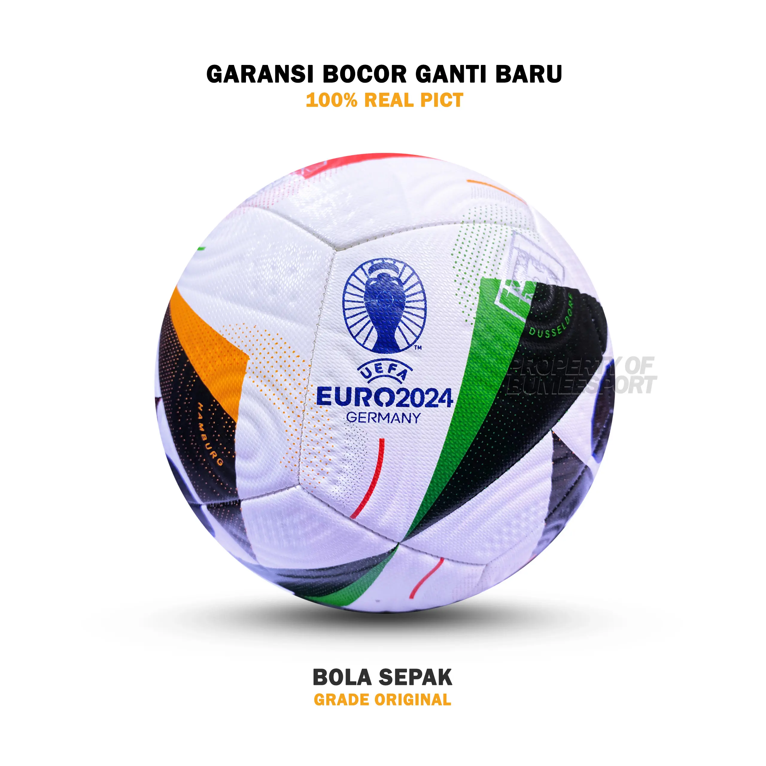 BOLA SEPAK SIZE 5 EURO0 GRADE ORIGINAL | GRATIS POMPA, PENTIL DAN JARING