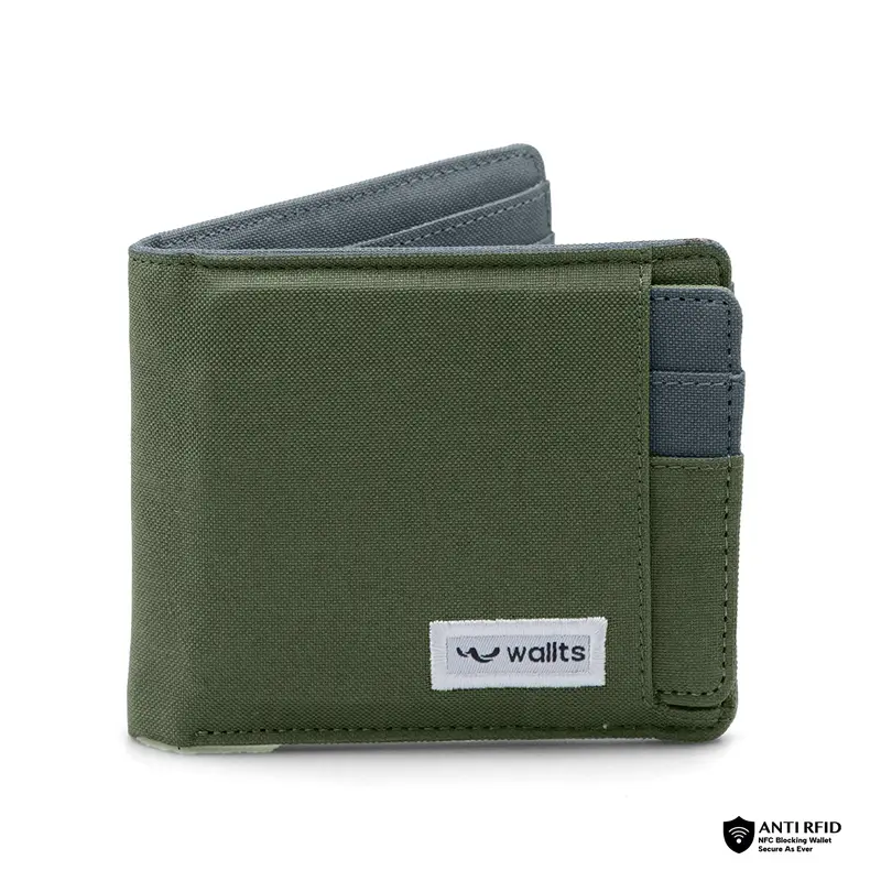Wallts Aster 2 in 1 Wallet Army Charcoal -  Dompet  kanvas  uang dan  kartu Pria Wallet Card Holder  Hitam 0