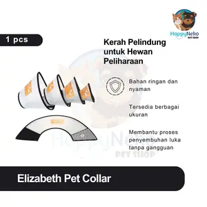 HappyNeko Elizabeth Pet Collar Kerah Pelindung untuk Kucing & Anjing Bahan Ringan Nyaman Adjustable Size untuk Penyembuhan Luka
