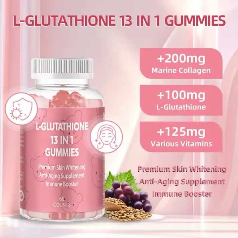 halal glutathione Halal Organic L-glutathione Collagen 13 in 1 Skin Whitening Brightening Gummies