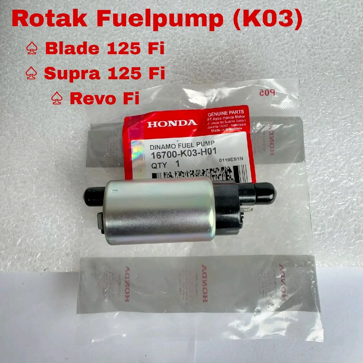Rotak Fuel Pump (K03) Buat Motor Blade 125 Fi, Revo Fi, Dan Supra 125 Fi