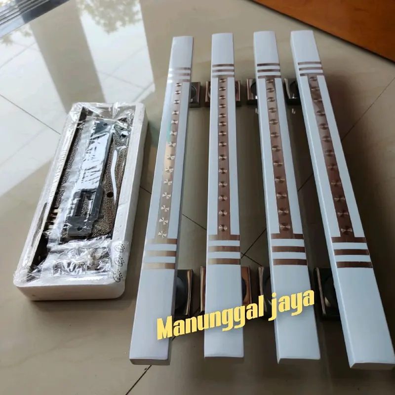 Handle Pintu Rumah 1 set Stainless Steel 45cm - 2 Pasang Gagang Pintu & Kunci Pelor 0