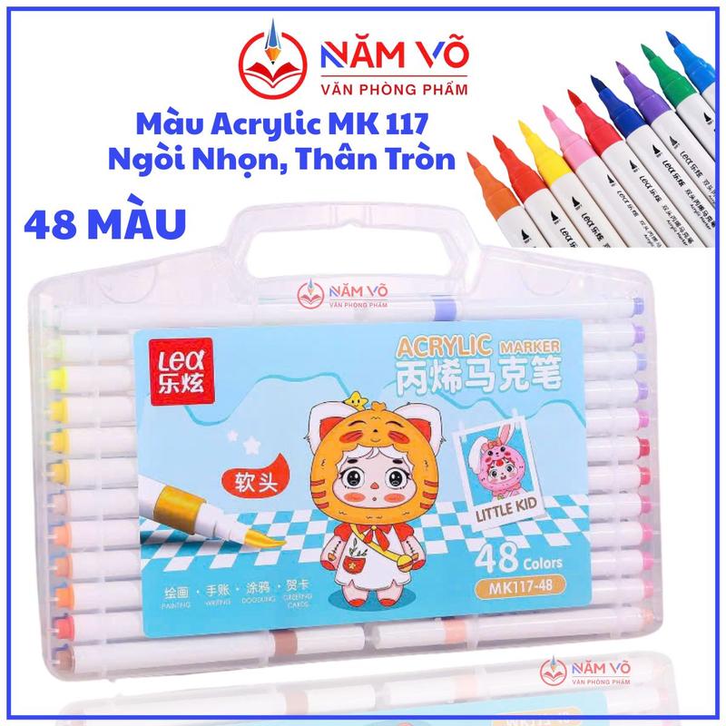 MK117 Bút Dạ Bút Lông Màu Acylic Bút Màu Acrylic Marker MK 117 - 12 Màu 18 Màu 24 Màu 36 Màu 48 Màu Thân TRÒN ĐẦU NHỌN Chống Nước Vẽ Trên Mọi Chất Liệu Màu Cao Cấp