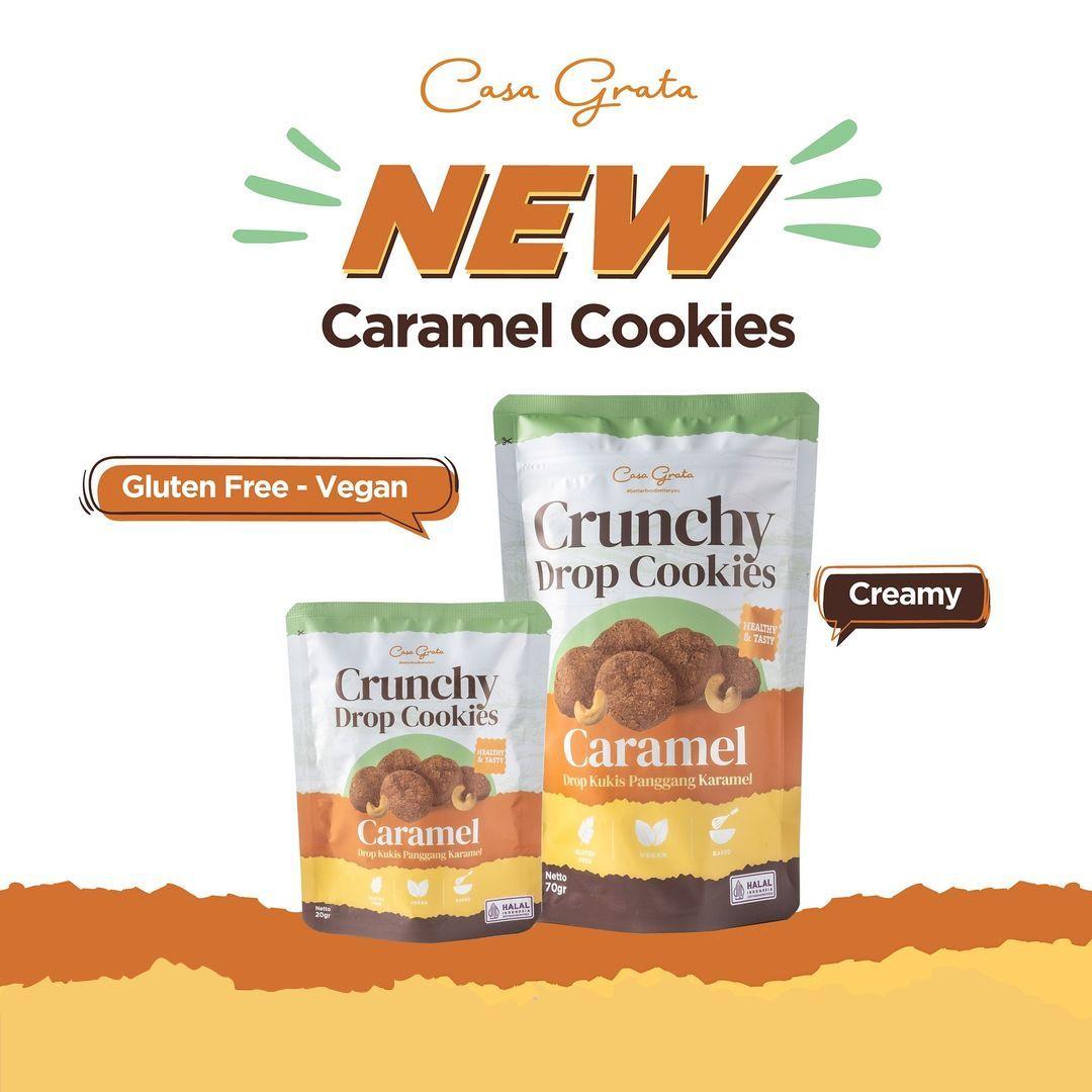 Casa Grata - Kukis Caramel ( Crunchy Drop Cookies Gluten Free Vegan ) - 20g