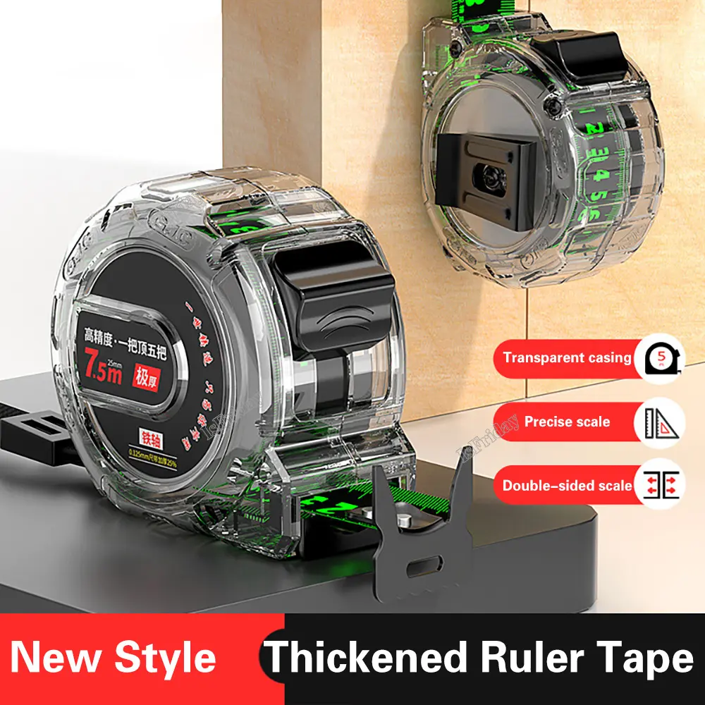 Pita pengukur fluoresensi transparan/pita pengukur baja tahan karat pita pengukur sentimeter presisi tinggi/pita pengukur digital ultra-bening