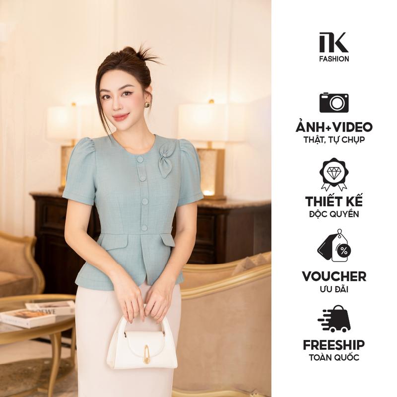 Áo Sơ Mi Kí Giả Peplum Công Sở Nữ NK Fashion Thiết Kế Nơ Vai Thiết Kế Sang Trong NKFSM2305029