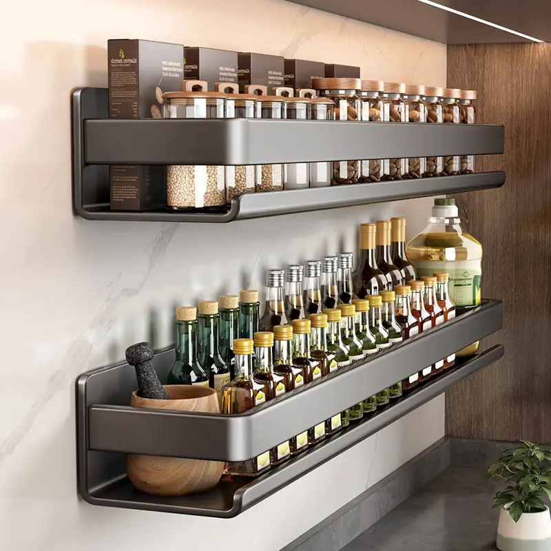 Rak Bumbu Dapur Dinding Kitchen Rack Tempat Pisau Rak Gantung Rak Dapur Rak Sendok Garpu Aluminium Dengan Cat Coating Anti Panas Dan Anti Karat Bisa Dicuci 1