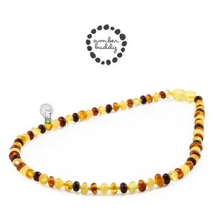 Amber Buddy | XR53M1 Kalung Amber Anak Multicolour Yellow Glossy - 38cm Junior.