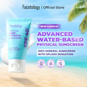 [Exclusive] Facetology Triple Care Pure Physical Sunscreen SPF 40 PA+++ 100 Persen Mineral Sunscreen Tabir Surya Bantu Proteksi dan Melembabkan Kulit Aman Untuk Kulit Berjerawat Sensitif All Skintype-Dermatologically Tested