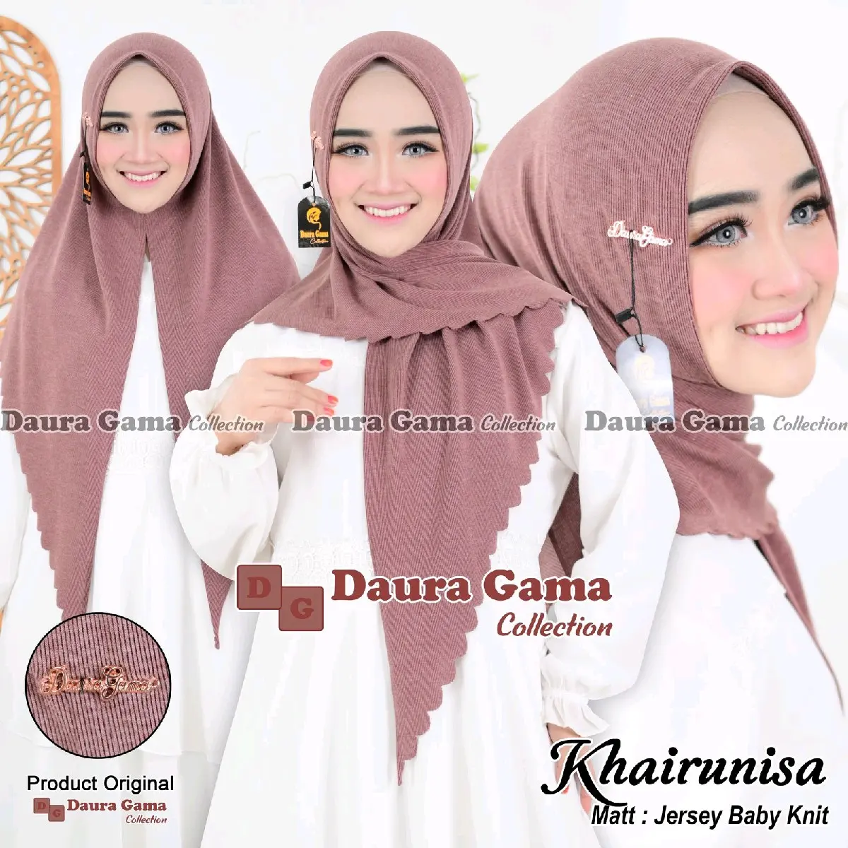 Alfiera- KHAIRUNNISA segitiga instan lasercut ped malay babyknit by dauragama Bergo