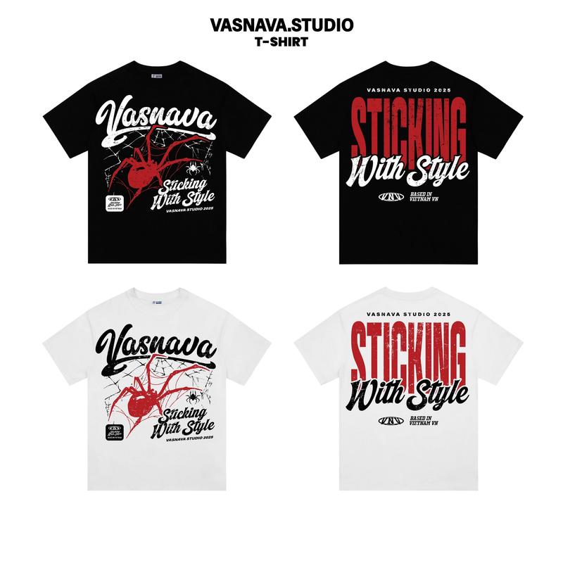Áo Thun Vasnava Spider - Cotton Nam Nữ Unisex Tay Lỡ Oversize Cổ Tròn Top Trend