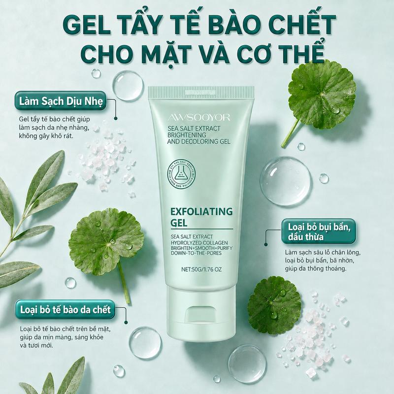 Gel Tẩy Tế Bào Chết Thảo Mộc 50g Cho Mặt & Cơ Thể Kiểm Soát Dầu Da Mịn Màng Phù Hợp Nhiều Loại Da Nam & Nữ Hỗ Trợ Làm Sạch Lỗ Chân Lông