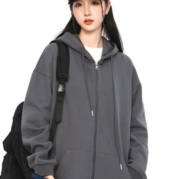 áo khoác hoodie zip big size nam nữ có size tận 140kg from to nón rộng mũ hai lớp có túi trong Menswear Kem Nhung Dài Tay Shirt