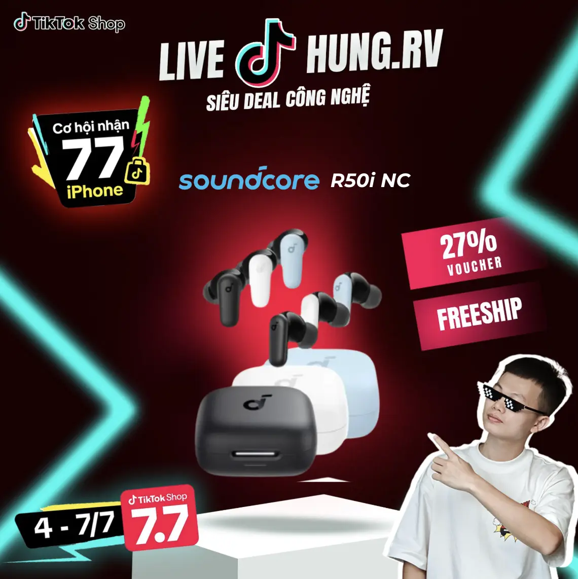 [soundcore x CFV hung.rv] Tai nghe bluetooth soundcore R50i NC (P30i) chống ồn ANC | Chống nước và bụi IP54 | 40 giờ phát nhạc Nhét Tai Nghe Nhạc Earphone (Số Lượng Giới Hạn)