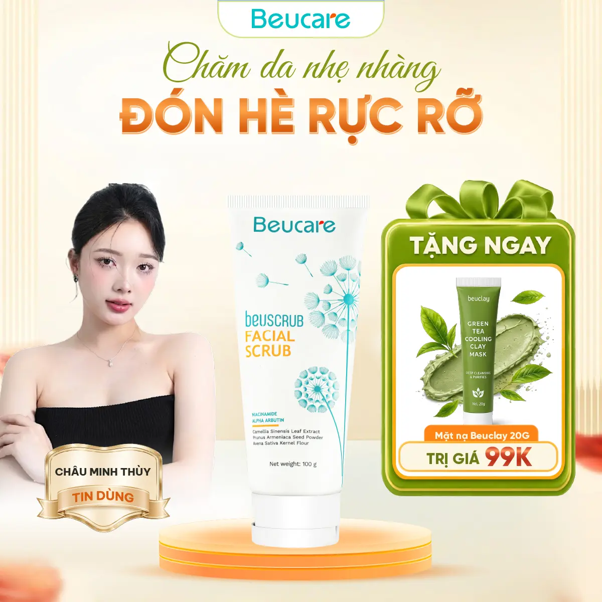 BEUCARE Tẩy Tế Bào Chết Cho Da Mặt - Skincare Làm Đẹp Da, Hỗ Trợ Làm Sạch Da, Dưỡng Ẩm Dịu Nhẹ, Giúp Da Mịn Màng và Tươi Sáng  Women - TDC61 Trà Tẩy tế bào chết hỗ trợ kiểm soát dầu