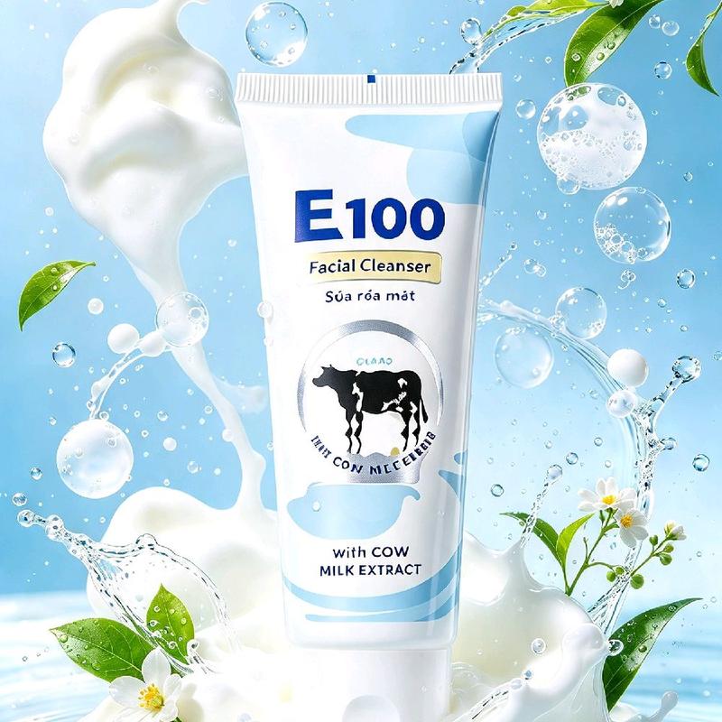 E100 Sữa Rửa Mặt Với Sữa Bò Giúp Da Mềm Mịn Tăng Sắc Đẹp Cho Da