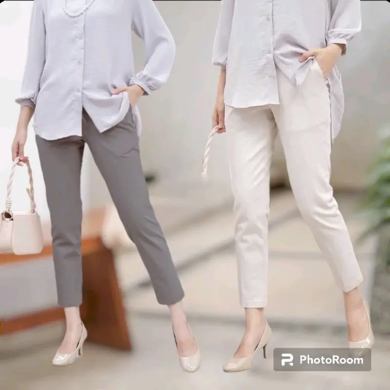 CELANA CUTBRAY WANITA BASIC PANTS Kain KATUN COMBET TWILL PREMIUM  BEST SELLER CELANA BerKaret/ Melar /Panjang Nyaman Standar Stretch Kerja Kulot 3