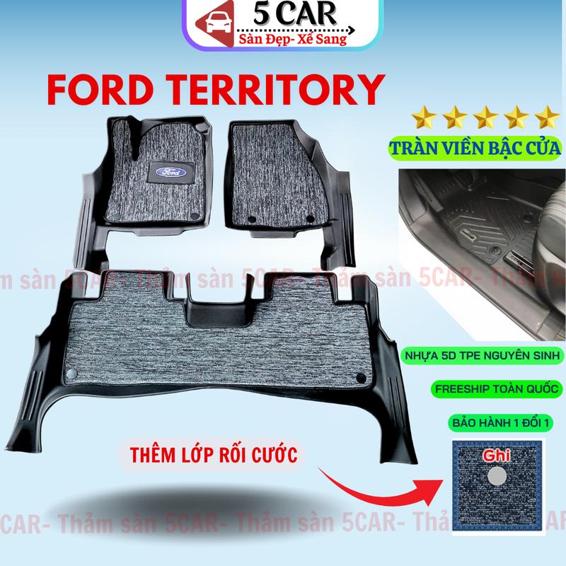 Thảm Khuôn Đúc Tràn Viền Dành Cho Xe Ford Territory 2022-2025 Sàn NHỰA 5D-5CAR chuẩn form , Chất liệu nhựa TPE 1 bộ 4 tấm, dễ dàng tháp lắp vệ sinh-5CAR