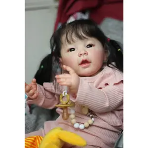 NPK 60CM Huge Baby Size Reborn Doll Meilien Girl With Brown Hair 3D