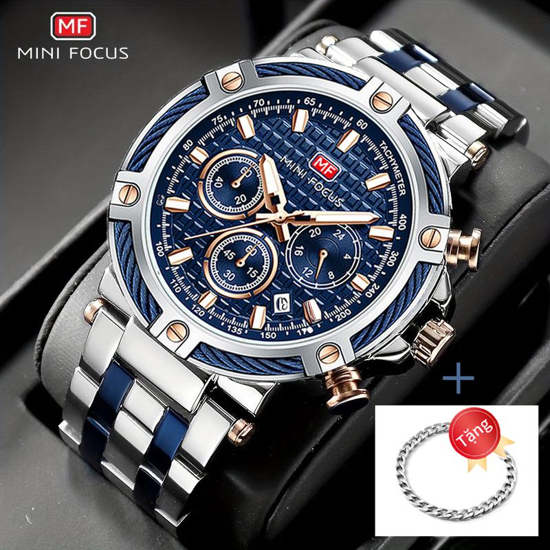 MINI FOCUS Đồng Hồ Nam Chính Hãng, Chức Năng Chronograph, Thép Không Gỉ Watch , Chống Nước, Đồng Hồ Thạch Anh Kim, Đồng Hồ Đeo Tay Doanh Nhân, Có Lịch đồng hôn dong  hoc đồng hồ mới nhất 2025