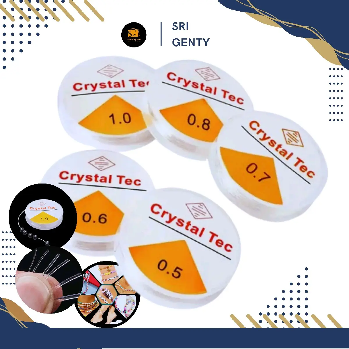 benang elastis/crystal tec/senar transparan/tali untuk kerajinan gelang, kalung, gantungan kunci & aksesoris lainnya/per 1 roll