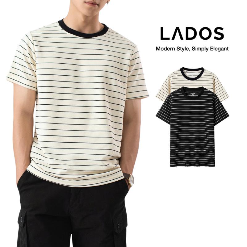 Áo thun sọc ngang LADOS - 9220 -cổ tròn vải co giãn 2 chiều form regular fit trẻ trung năng động và cổ điển