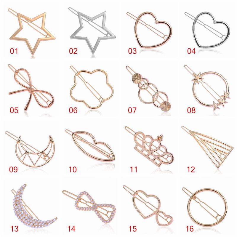 Accessories Hair Styling Ponytail Hairpins Barrettes Knot Hair Clip Metal Hairclips Star Heart Hair Pins Geometric Hairpins 5