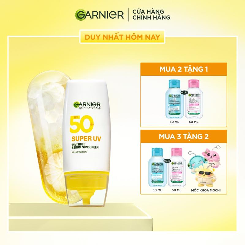 Serum chống nắng mỏng nhẹ bảo vệ tối ưu SPF 50+ | PA++++ Garnier Skin Naturals Super UV Invisible Serum Sunscreen 30ML