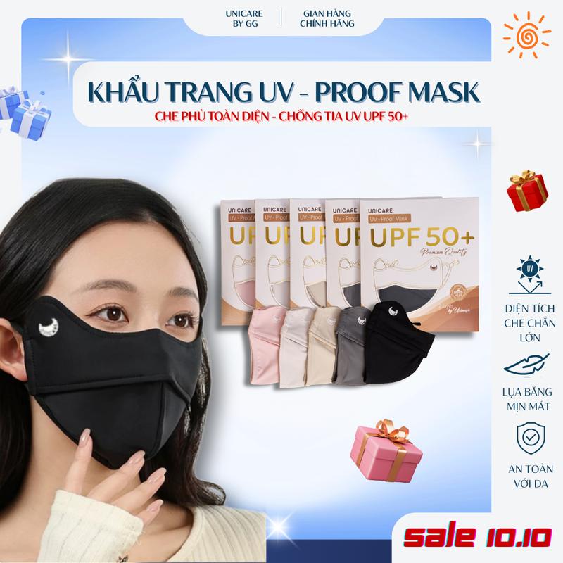 Khẩu Trang Unicare UV-Proof Mask | Chống Nắng UV UPF50+ | Vải 2 Lớp Lụa Băng Mềm Mịn, Thoáng Mát | Logo Đổi Màu | Mix Màu Xinh Nam Nữ