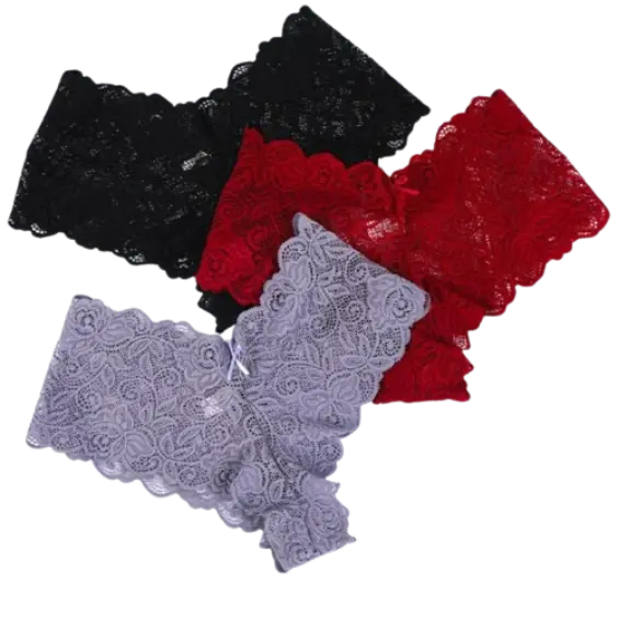 1Pc Sexy Women Floral Lace Mesh Panties Perspective Underwear Low Waist Solid Color Briefs Breathable Intimates Female Lingerie