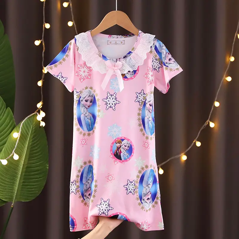 Nightgown for girls Summer short-sleeved thin princess cartoon Korean version girls' nightgown
