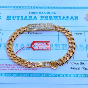 PROMO! gelang rantai permata lapis emas muda free surat dari tokoh