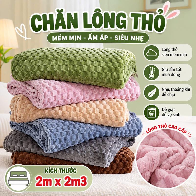 Chăn lôngtho kích thước 2m*2m3 mềm mịn, ấm áp , linh động sử dụng khi đi du lịch, đắp nhẹ văn phòng.