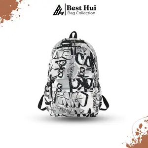 Tas Ransel Wanita Motif Abstrak Casual / Backpack Perempuan Bahan Nylon Trendy / Tas Sekolah Unisex Terbaru Fashionable - WY10