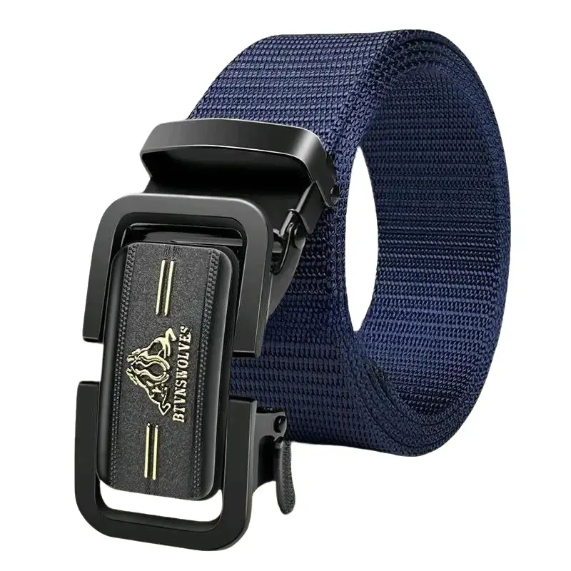 Gesper Men  Sabuk Ikat Pinggang Pria Tali Nylon Kepala besi model Pengunci Otomatis Belt Kanvas sabuk  kopel 0
