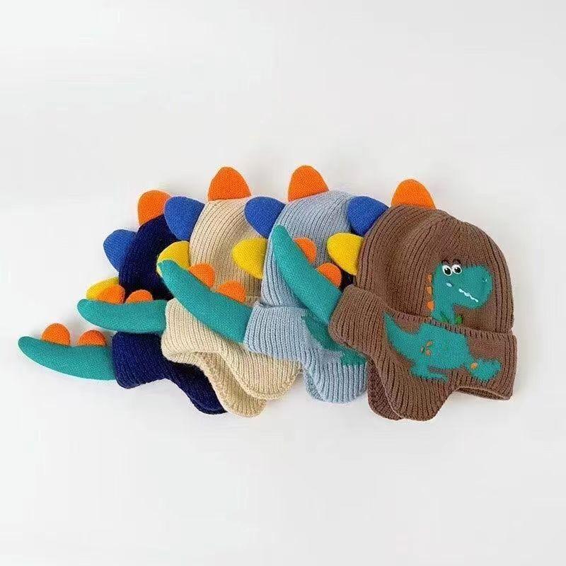 Product Introduction of Baby Winter Hat Cartoon Dinosaur Warm Knitted Beanie Earmuffs Cap Kids Boys Girls Outdoor Ear Protection Cap 8