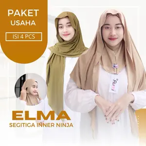 Rumi - PAKET USAHA ISI 4 PCS ELMA Jilbab Segitiga Inner Ninja Instan Jersey Muslim Menutup Leher Viral Hijab Mleyot Kerudung Nyatu Ciput Ninja jilbab  mleyot premium