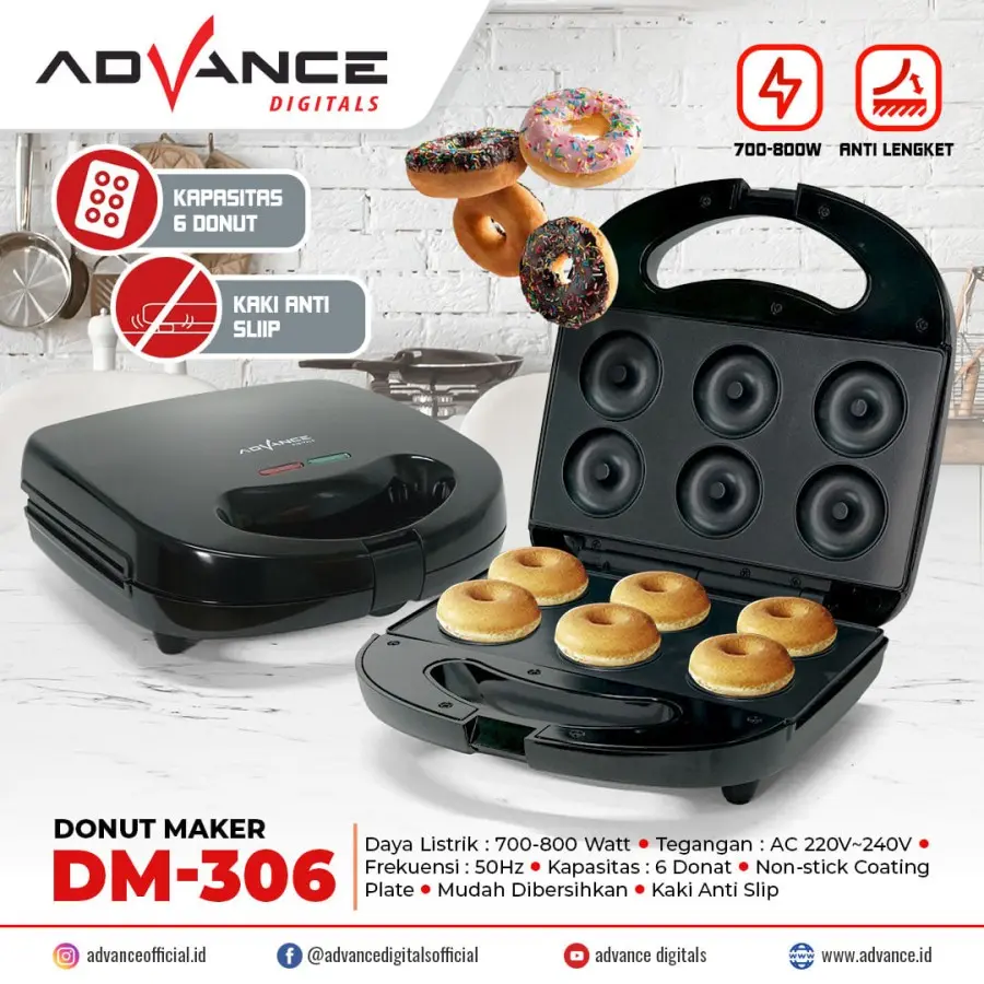Advance Donut Maker DM-306 Alat Pembuat Cetakan Donat.100%ORIGINAL