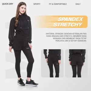 MOI Celana Legging Running Set 2in1 Pria Wanita Legging Hotpants Panjang Olahraga Lari Fitnes Senam Zumba Badminton Outdoor Sport