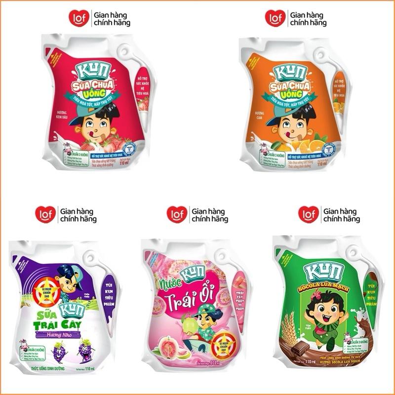 Mẫu Tết-Tặng bao lì xì Thùng sữa kun 24 túi x110ml vị dâu,cam,nho,ổi,socola lúa mạch có mix vị