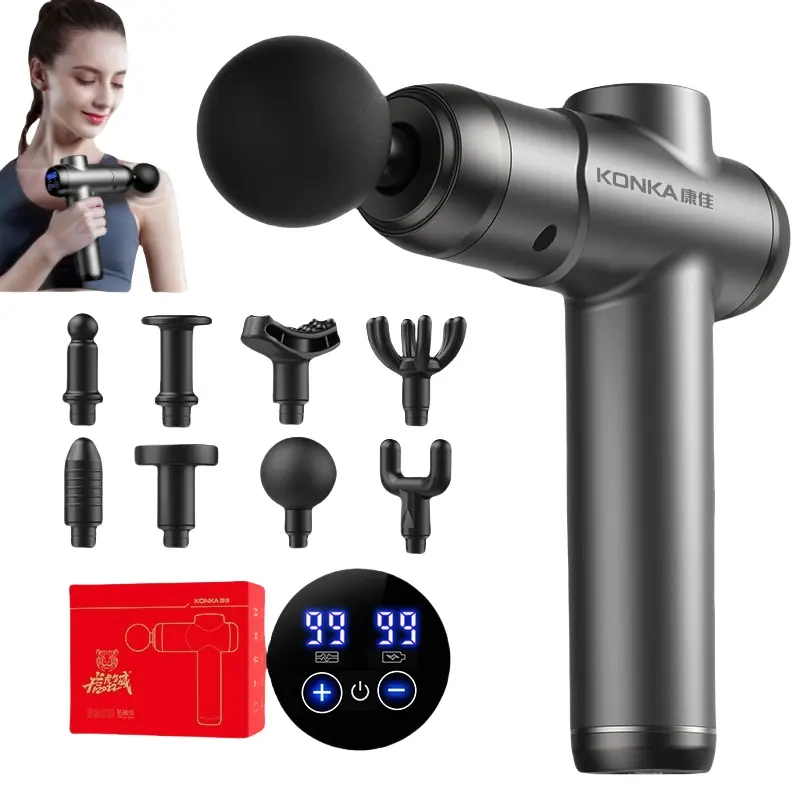 Massage Gun 99-Speed 8 Massage Head LED Touch Fascia Gun with Large Capacity Battery